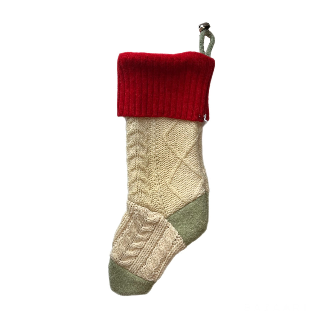 Red Cream and Green Christmas Stocking