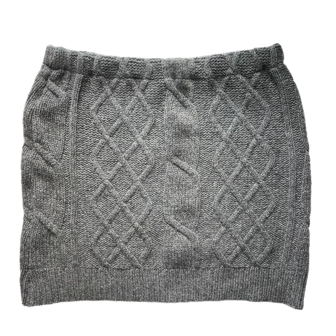 Womens Bun Warmer Skirt Grey Cable Knit