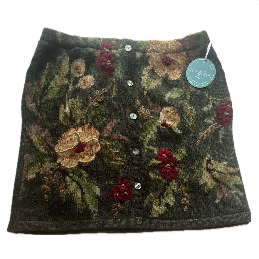 Large Army Green with Flowers Bun Warmer Skirt