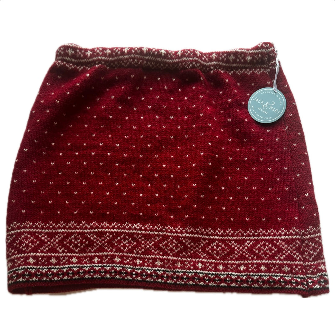 Large Red & White Nordic Bun Warmer Skirt