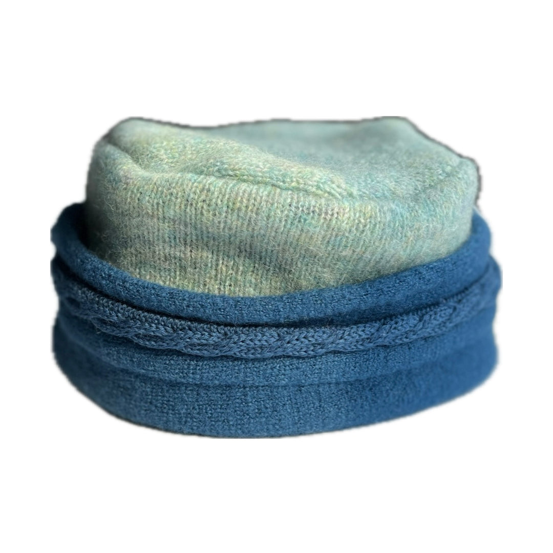 Kids Hat - Light Mint Green with Blue - 163