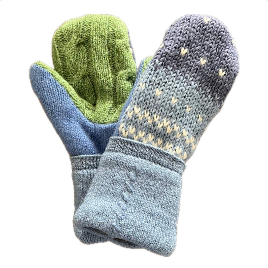 Women's Mittens - Lilac & Green Nordic