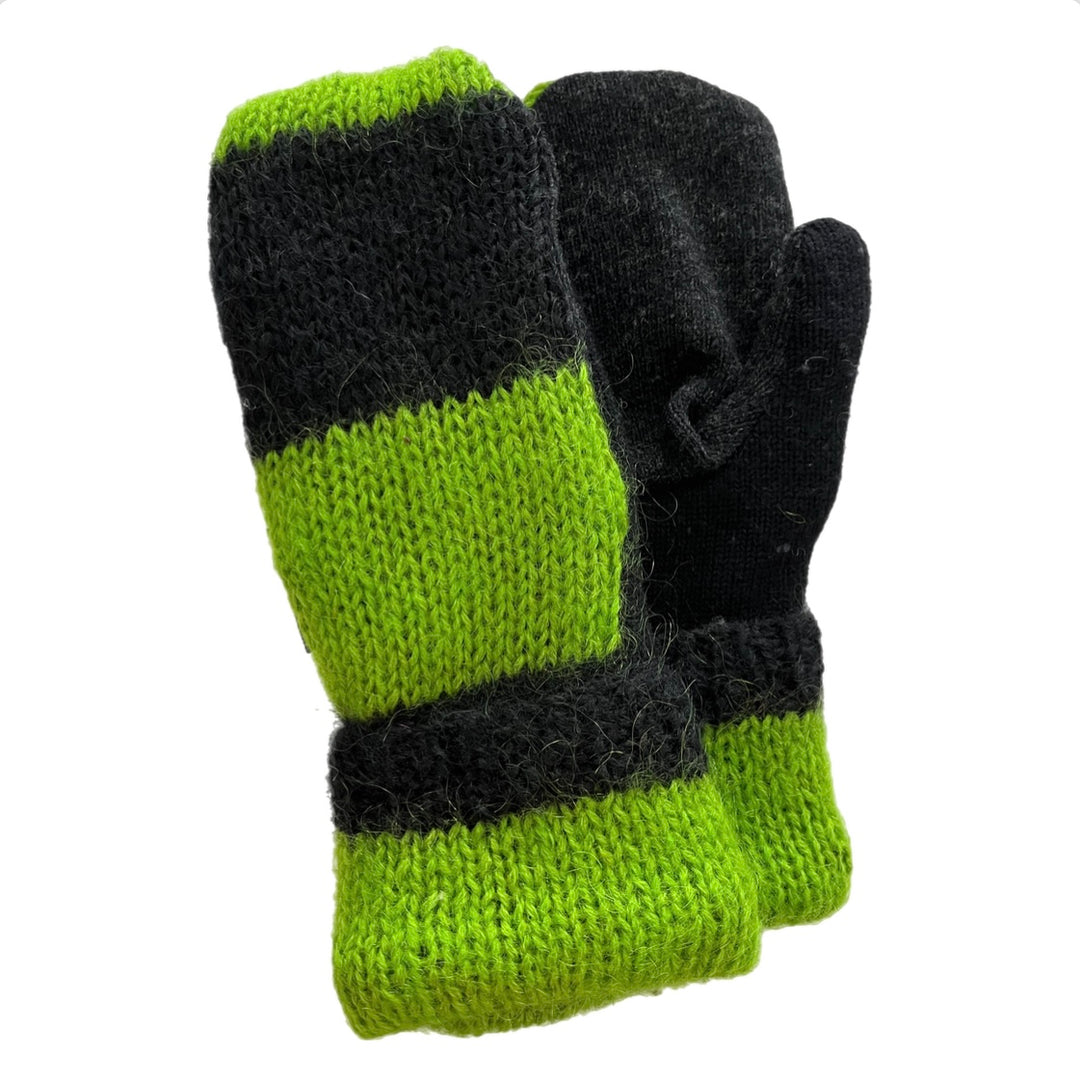 Men's Mittens Lime Green & Black | 349