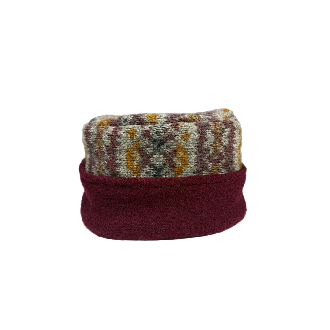 Women's Hat - Maroon, Grey & Mustard Nordic - 100 | One Size 