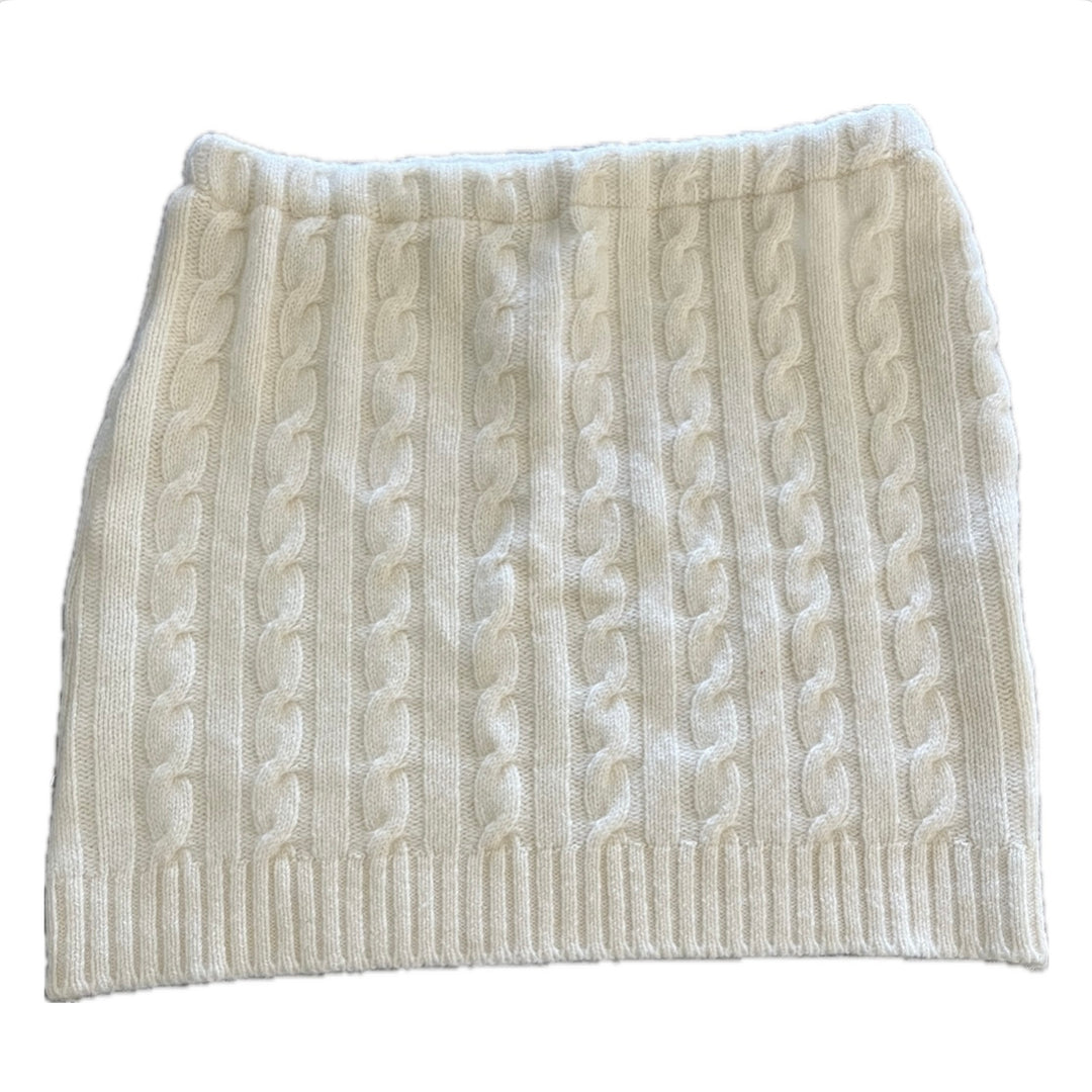 Medium Bun Warmer Skirt - Cream Cable Knit Cashmere