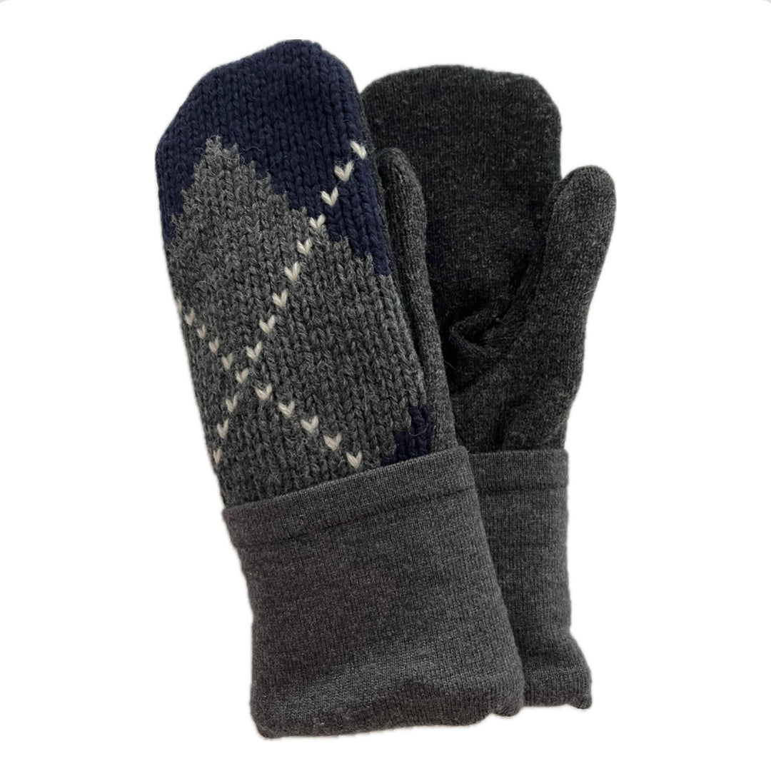 Men's Mittens Grey & Navy Argyle | 356