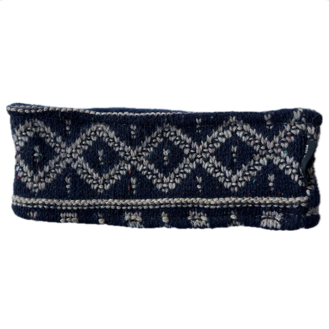 SALE Headband - Navy & Cream Nordic Uneven Stitching - 071
