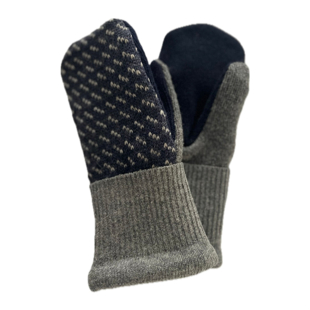 Men's Mittens - Navy & Grey Pattern - 361
