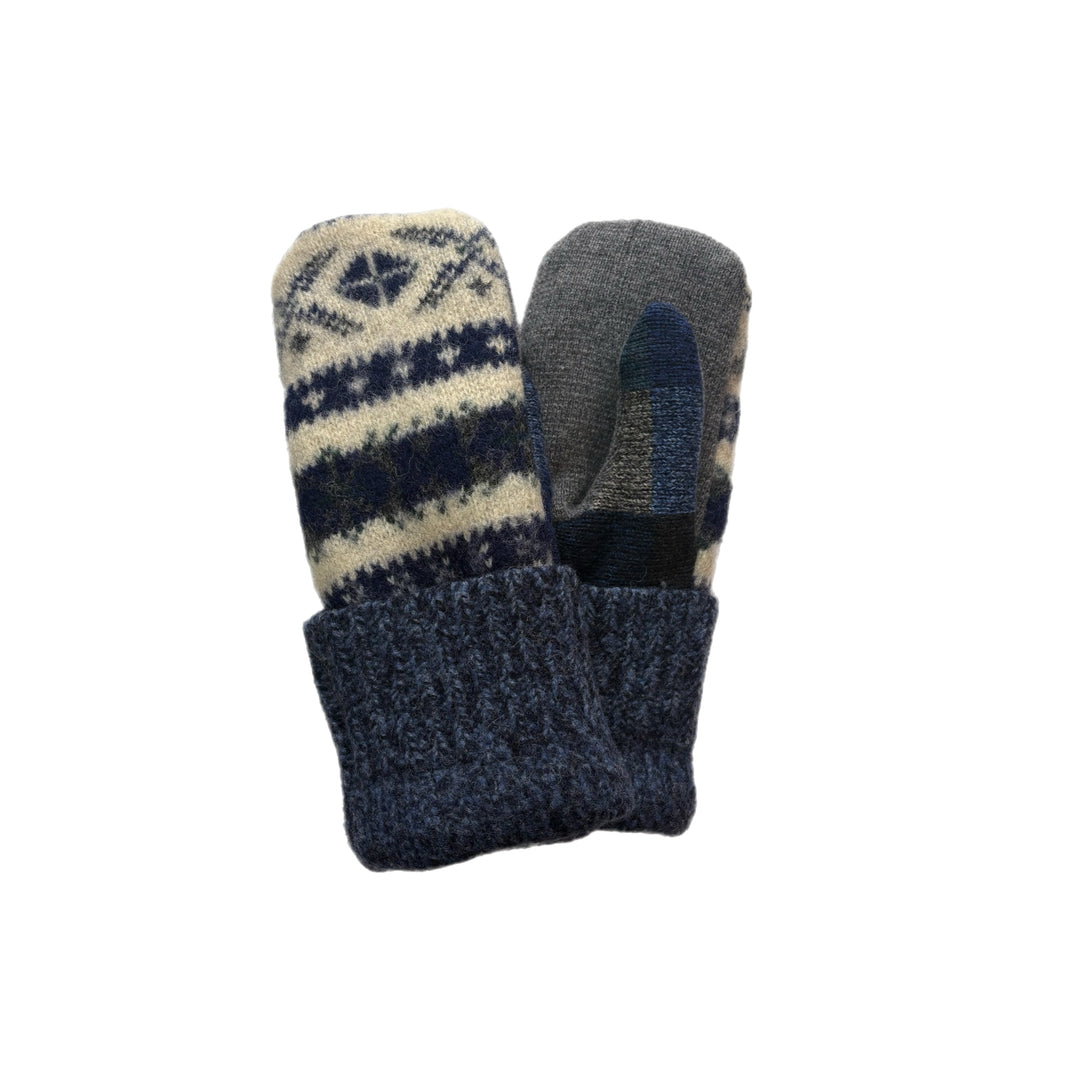 Women's Mittens - Navy Blue & Cream Nordic - 1612 M/L 