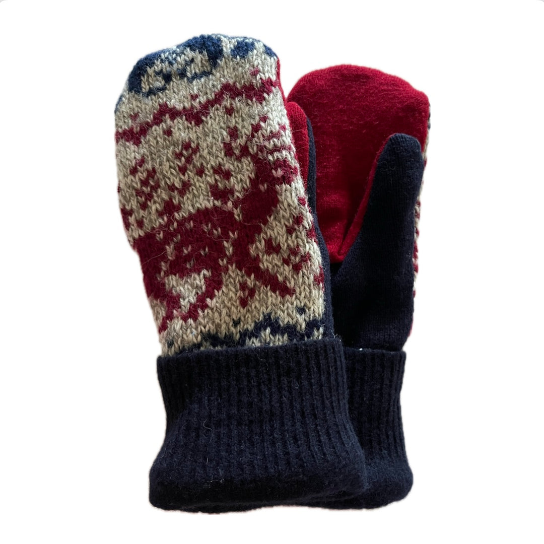 Women's Mittens - Navy Nordic/Deer Pattern - 1471 M/L