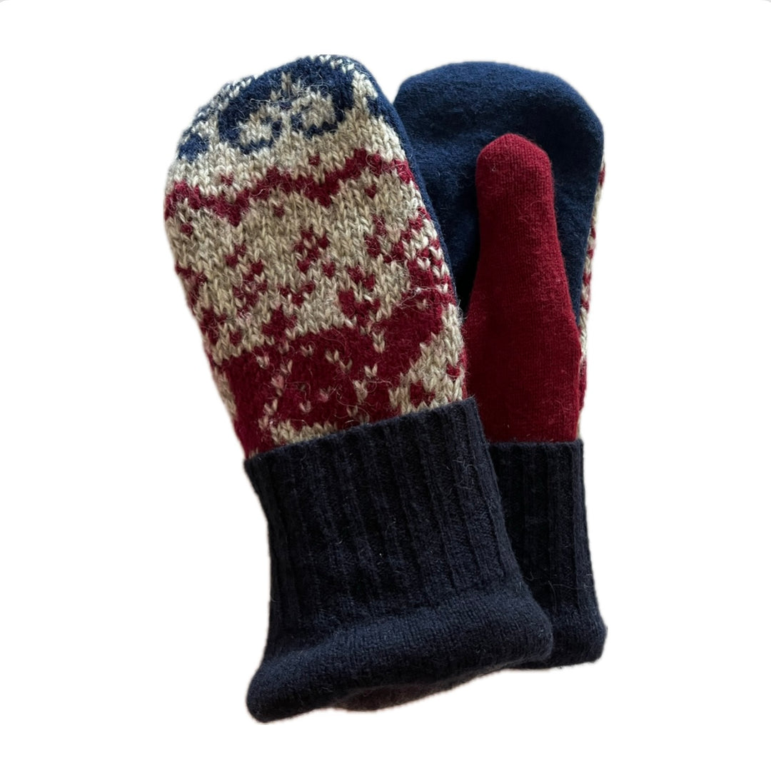 Women's Mittens - Navy Nordic/Deer Pattern - 1471 M/L