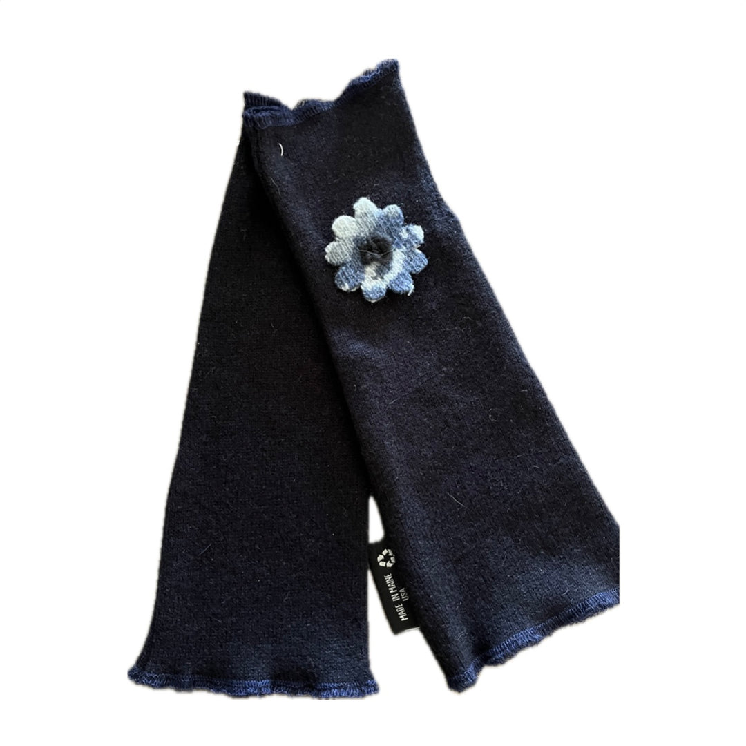 Fit & Flare Fingerless - Navy with Patterned Flower