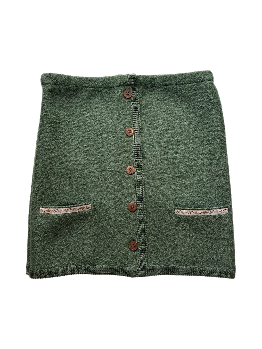 Small Bun Warmer Skirt - Olive Green with Buttons - 246