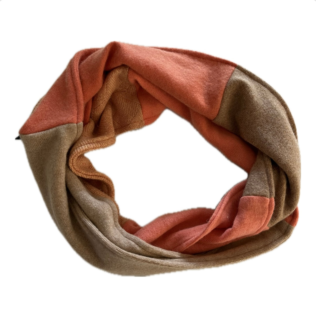 Cashmere Circle Scarf Orange & Camel 240