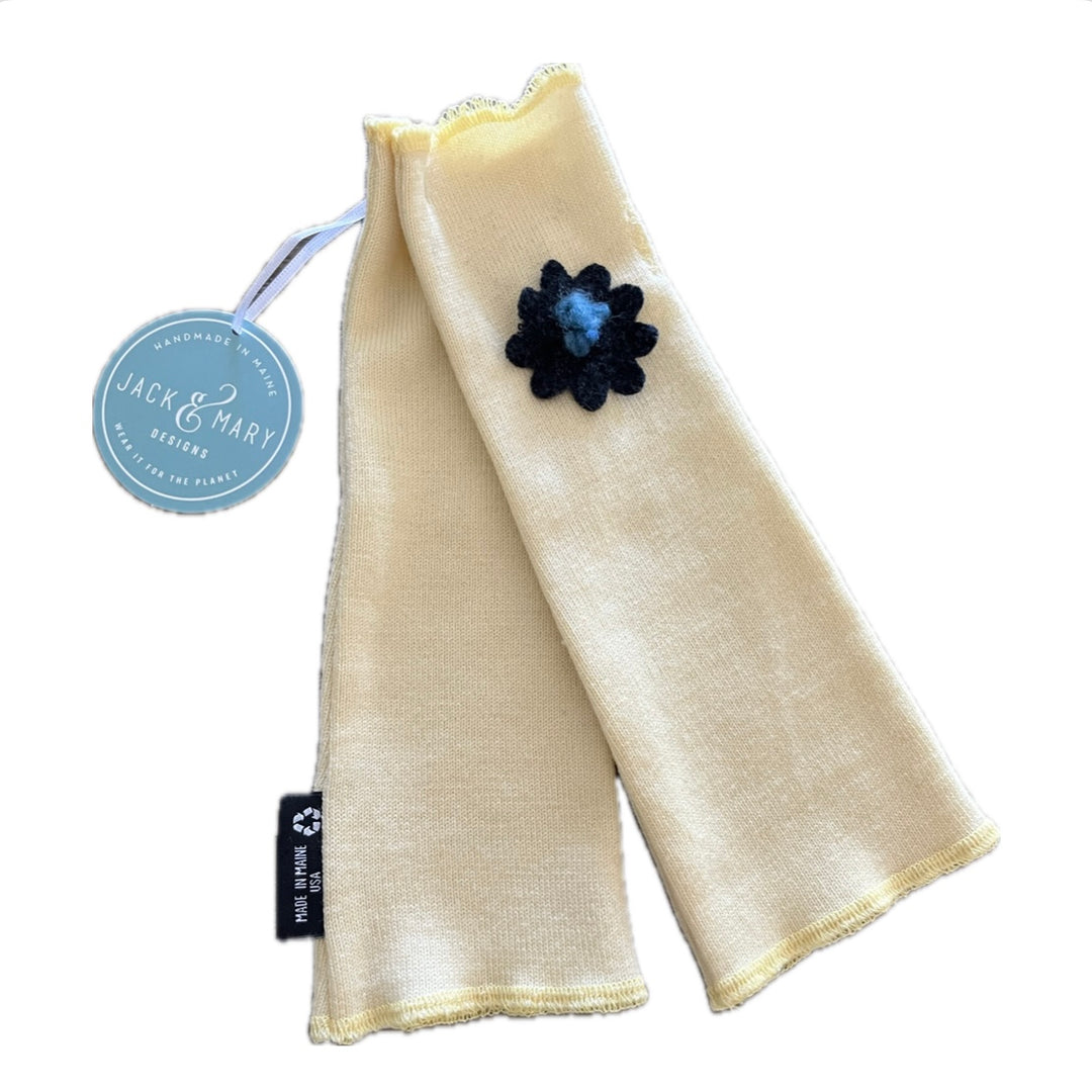 Fit & Flare Fingerless - Pale Yellow with Navy Flower