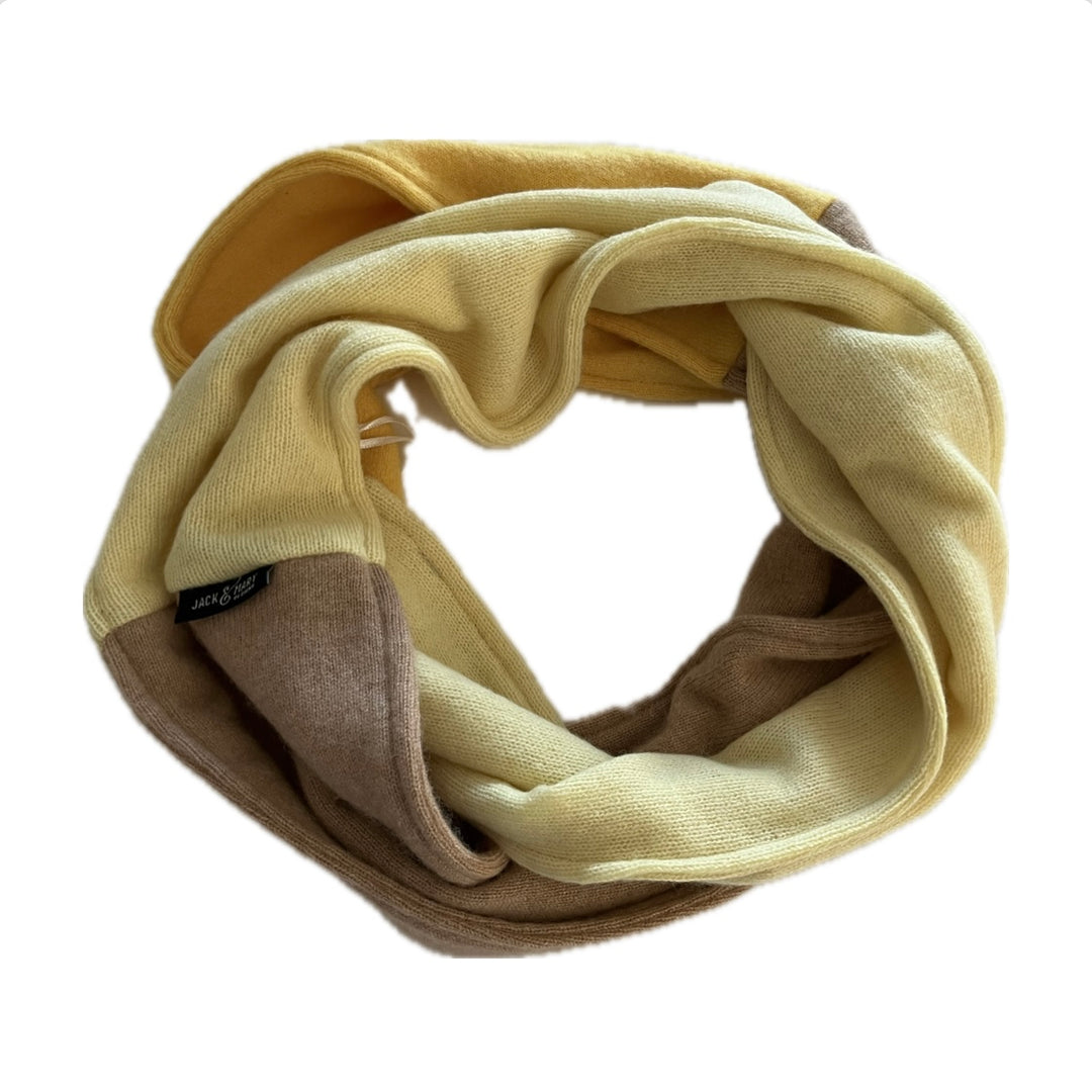 Cashmere Circle Scarf Pale Yellow & Camel 241