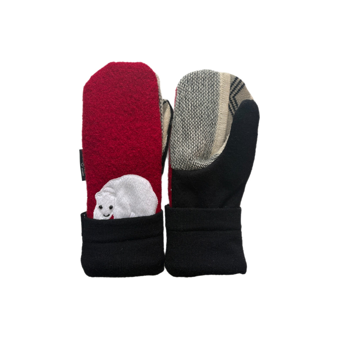 Women's Mittens - Red & Black with Polar Bear - 1600 M/L 