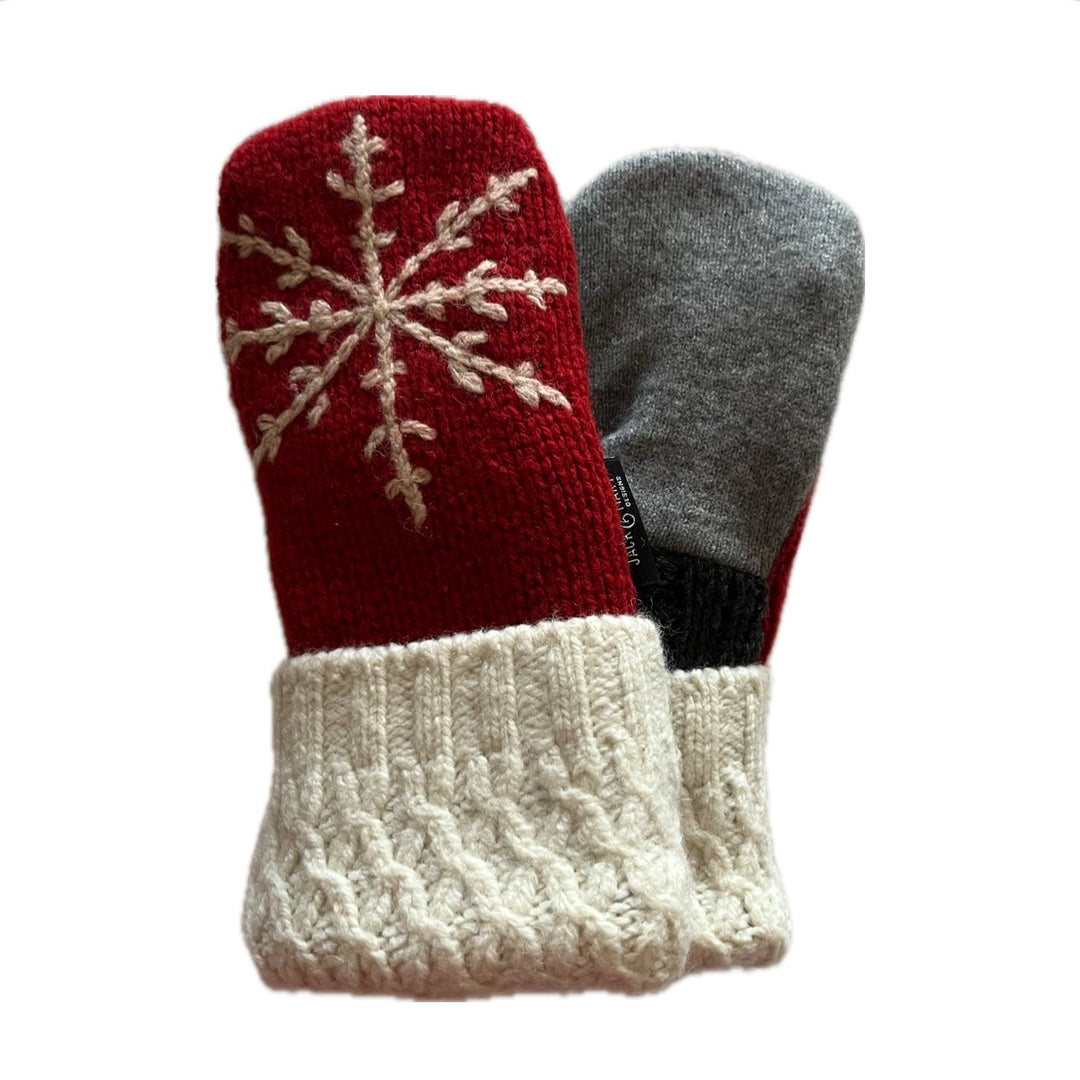 Women's Mittens - Red & Cream Snowflake - 1476 M/L