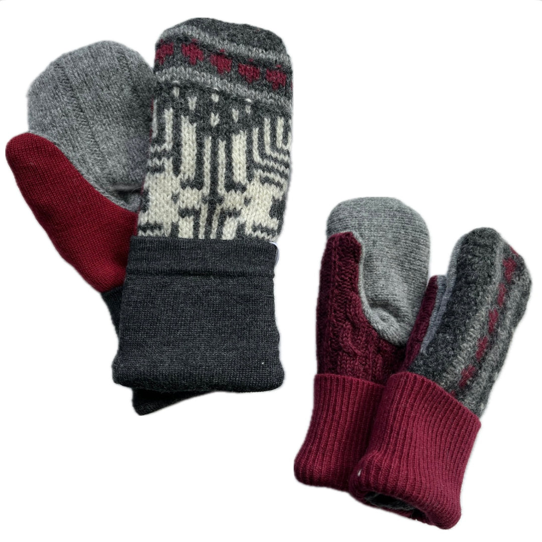 Mommy & Me Mittens - Red & Grey