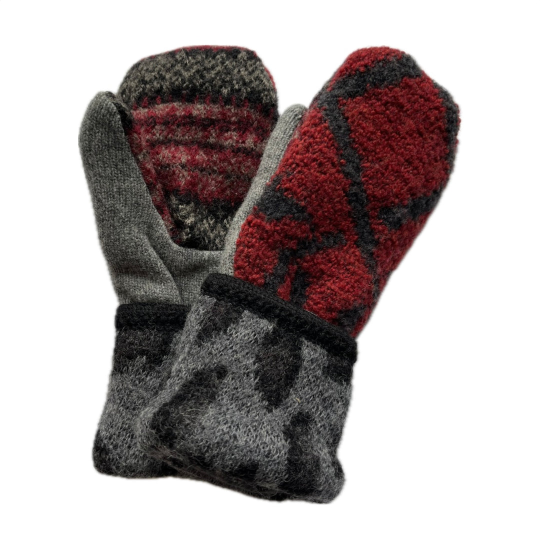 Women's Mittens - Red & Smoke Nordic