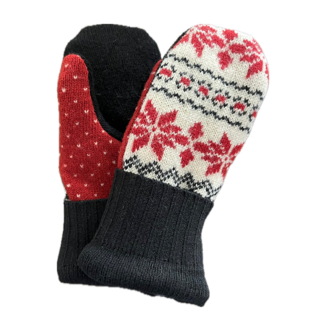 Women's Mittens - Red & White Nordic