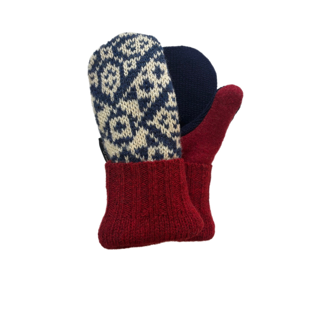 Women's Mittens - Red, Cream & Navy Nordic - 1635