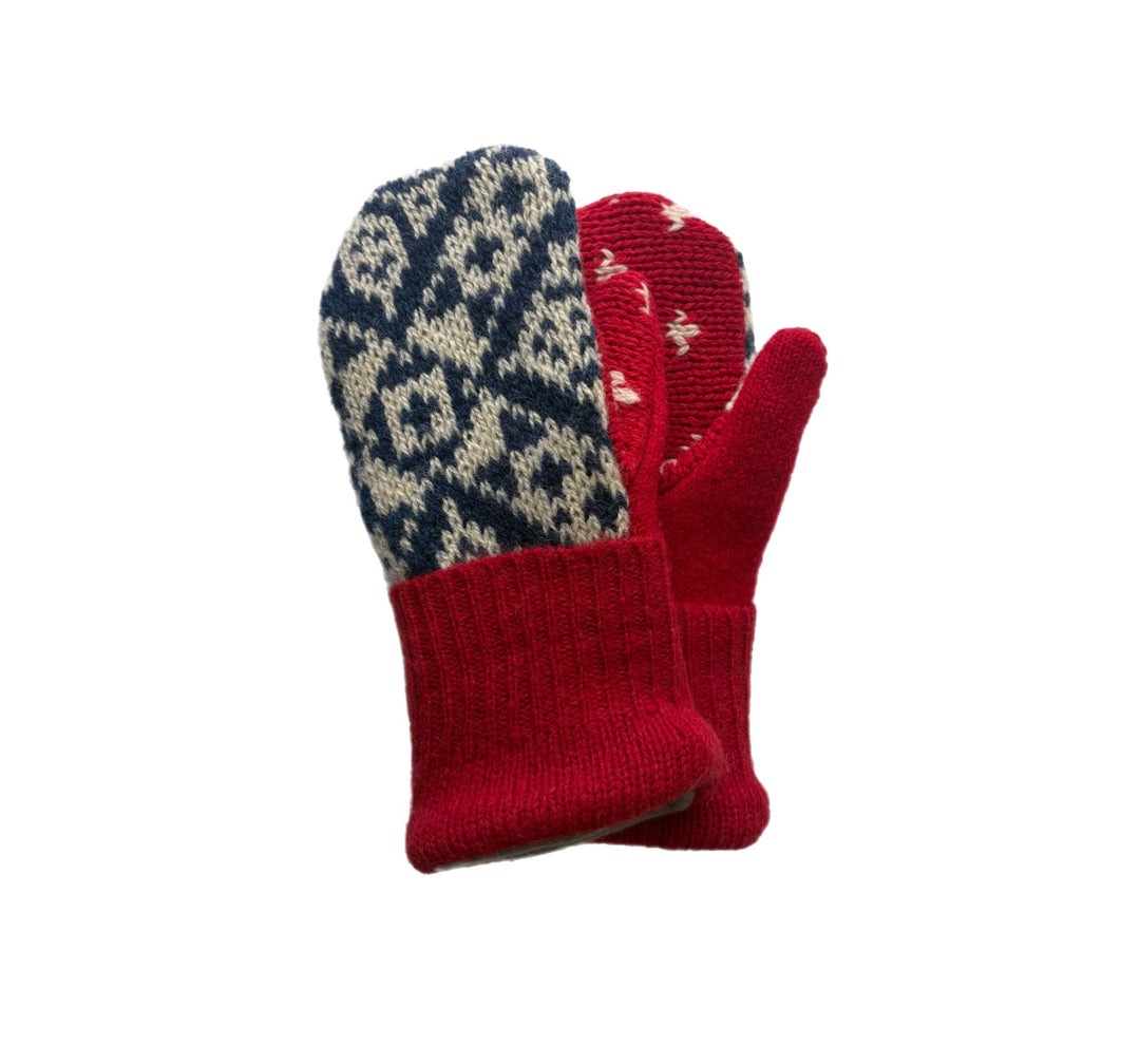 Women's Mittens - Red, Cream & Navy Nordic - 1636