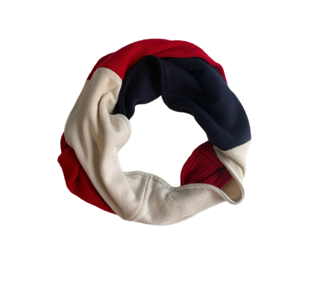 Cashmere Circle Scarf - Red, Cream & Navy - 265