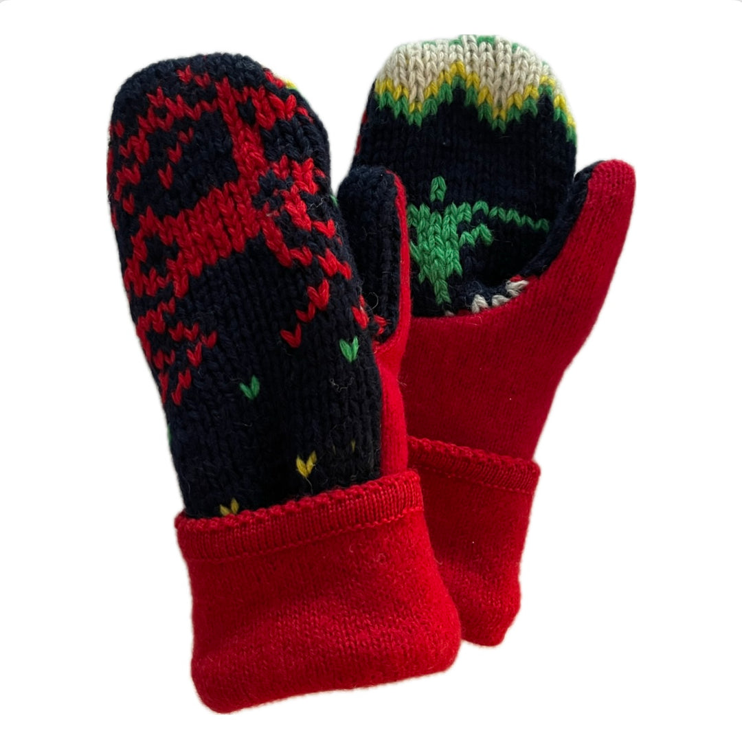 Women's Mittens - Red, Navy & Green Nordic - 1502 M/L