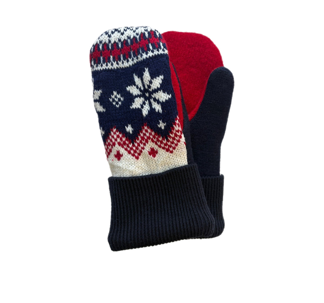 Women's Mittens - Red, White & Navy Nordic - 1633