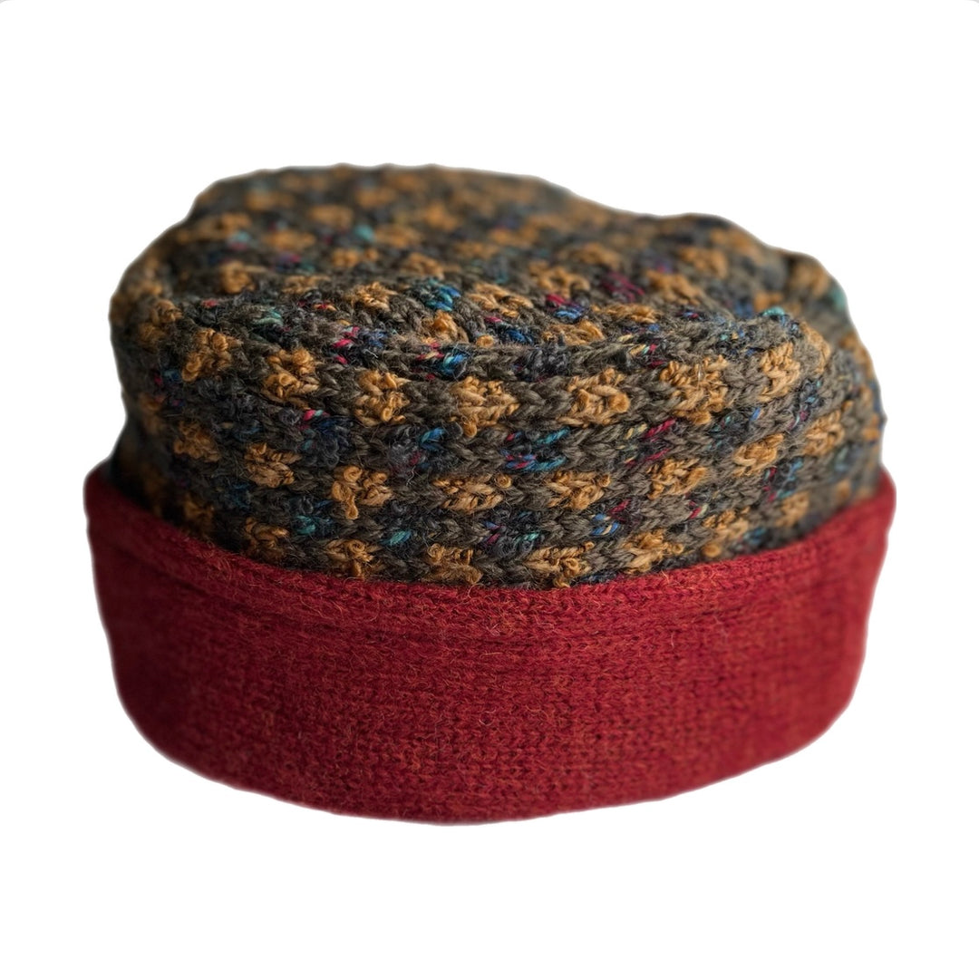 Women's Hat - Red with Brown & Orange Pattern - 59 | One Size 