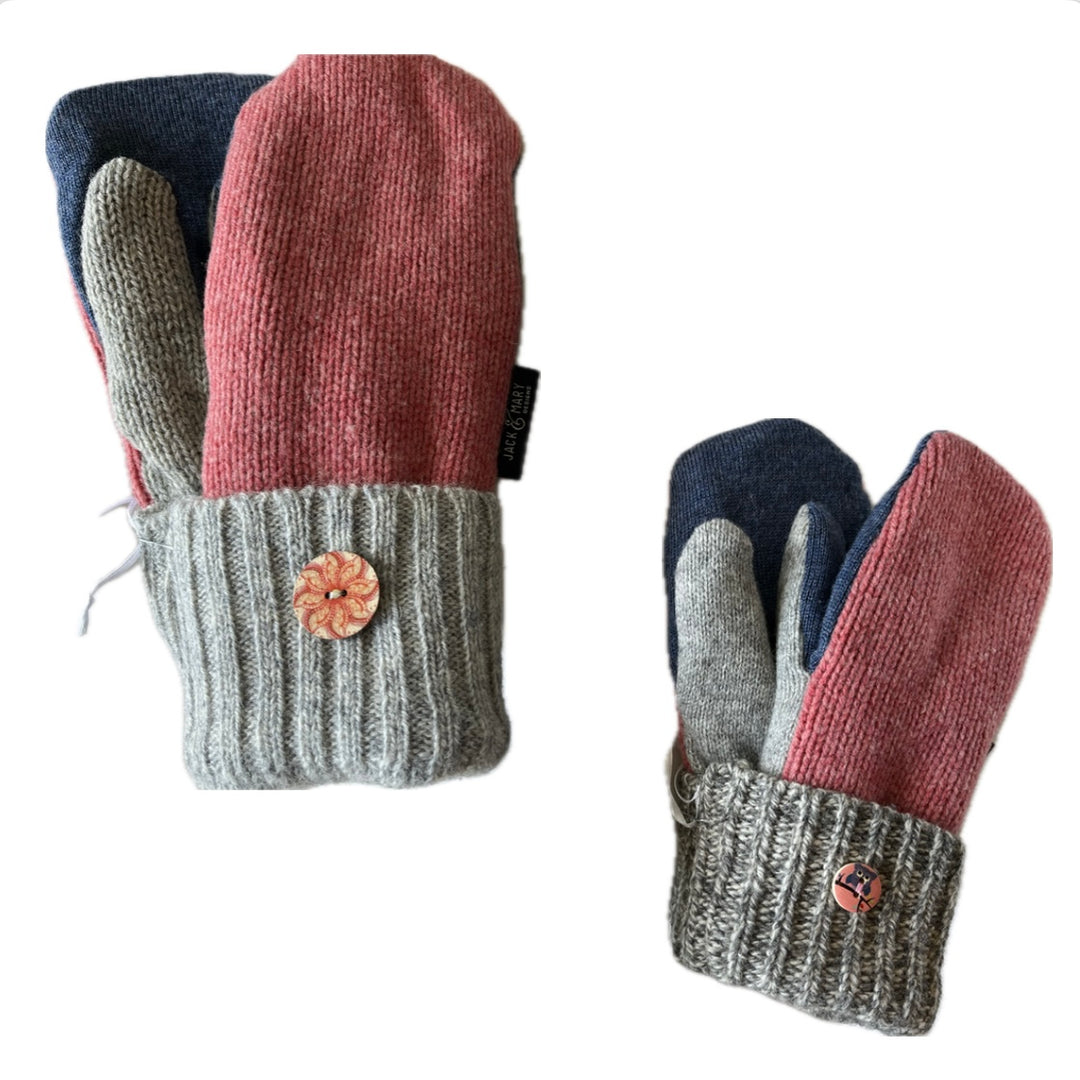 Mommy & Me Mittens - Salmon & Grey