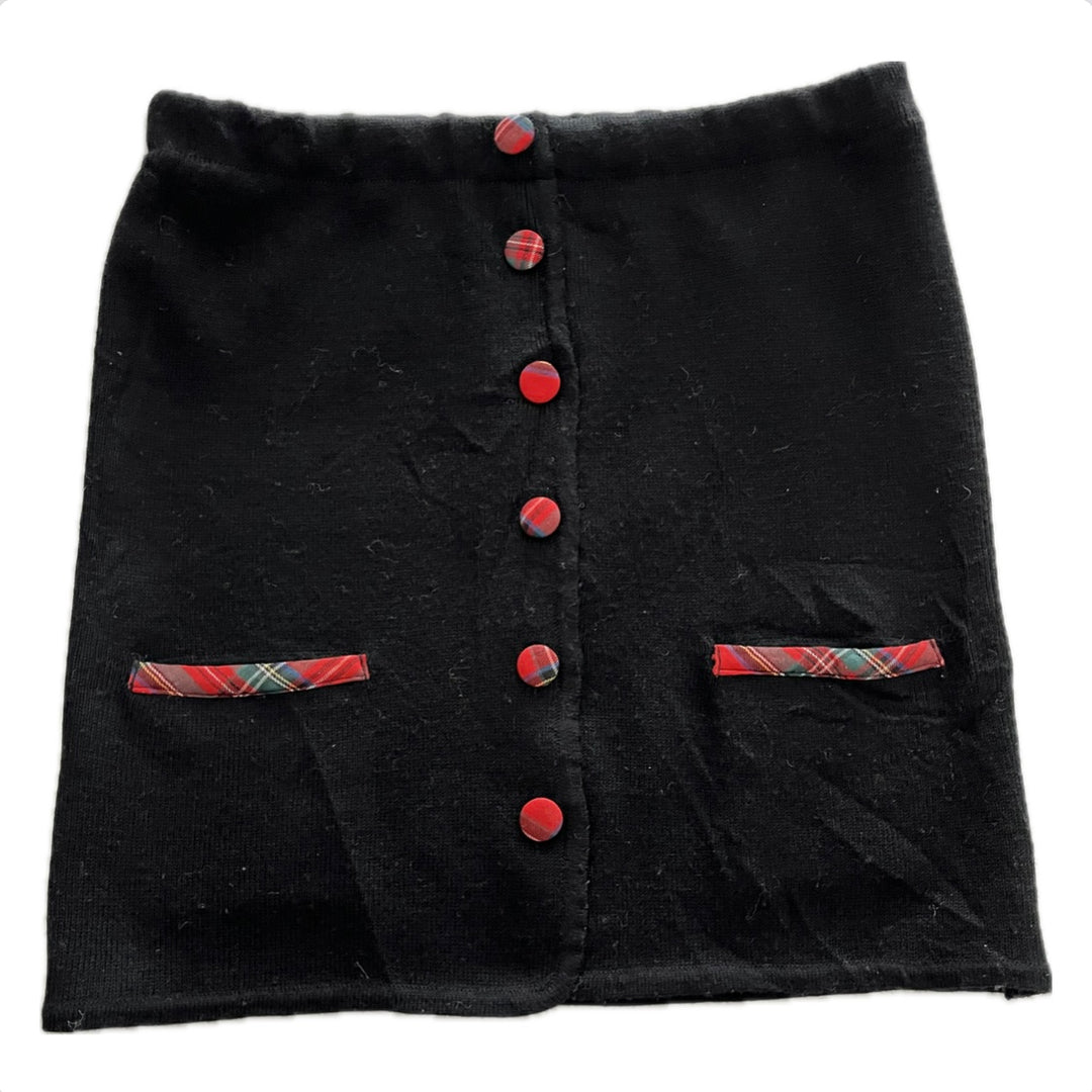 Small Bun Warmer Skirt - Black with Red Argyle Accents - 233