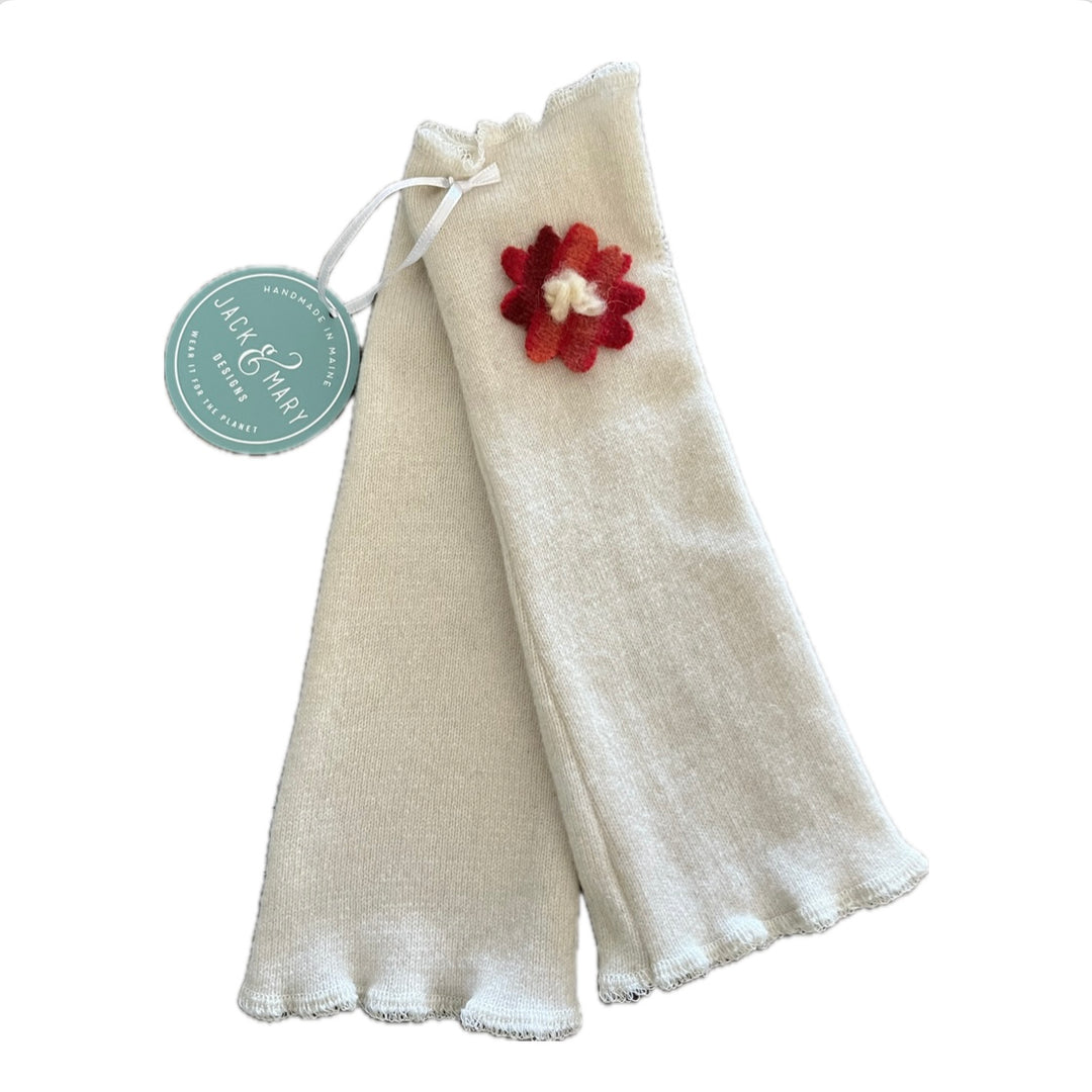 Fit & Flare Fingerless - White with Red Flower