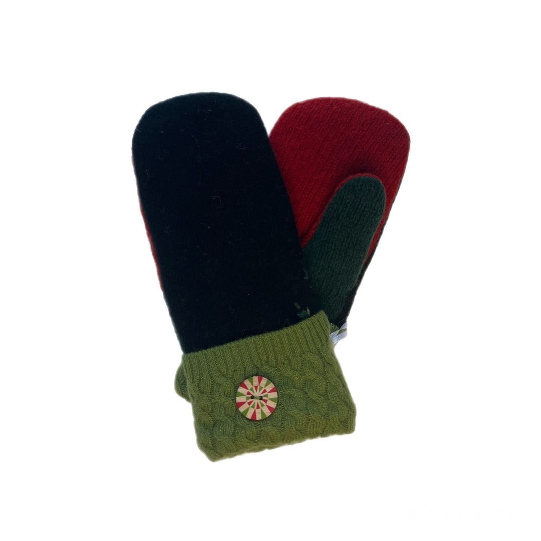 Black, Green & Red Womens Small Mittens