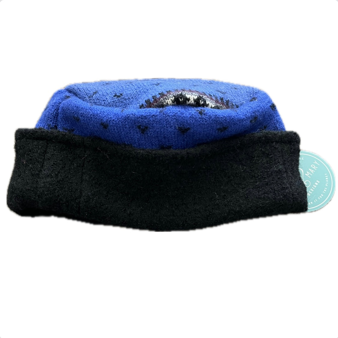 Women's Blue Nordic Hat Mismatched Patterns