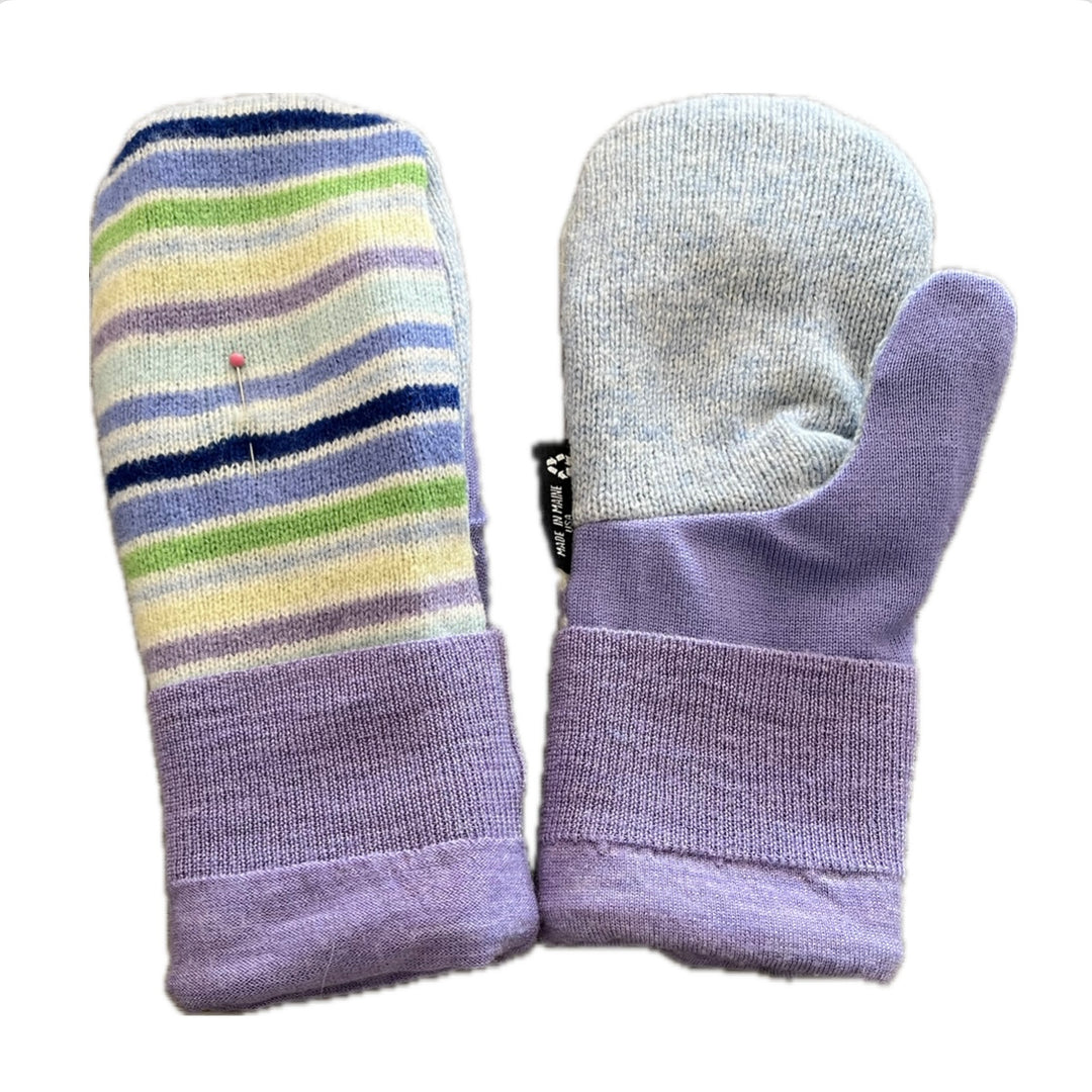 Women's Mittens - Purple Stripe Small Stain