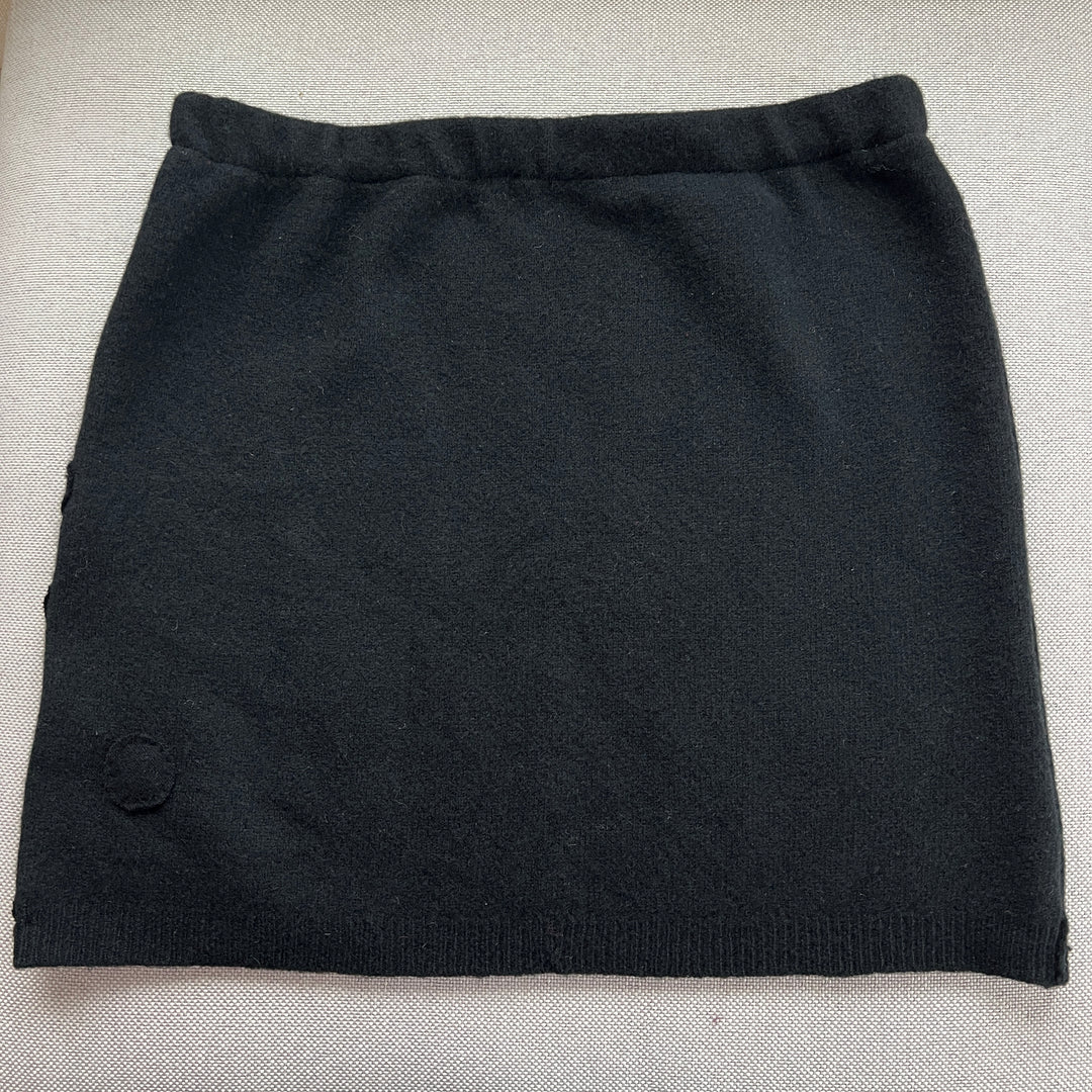 Large Bun Warmer Skirt made from a recycled wool sweater, black