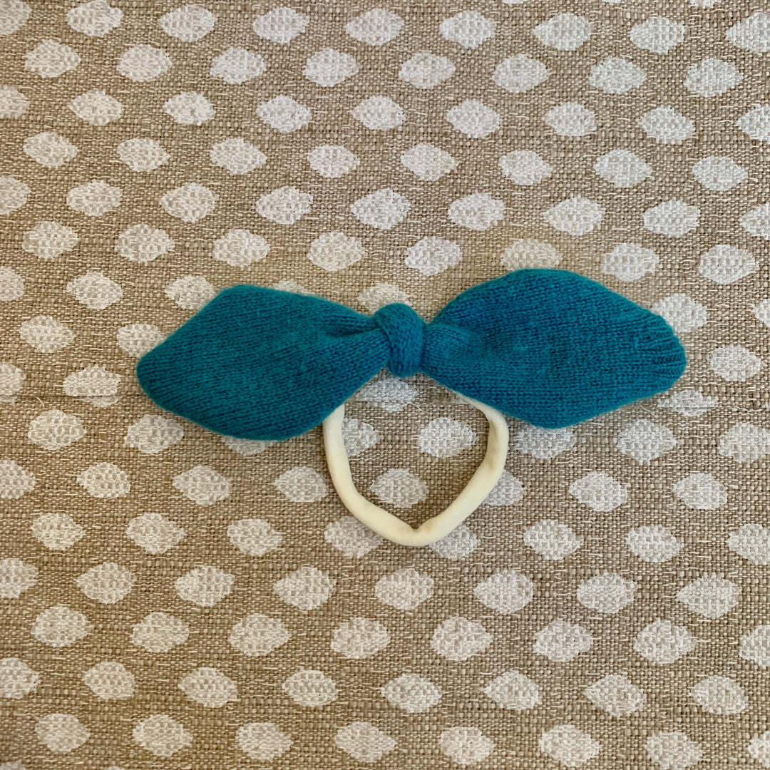 Cashmere hair bow, teal