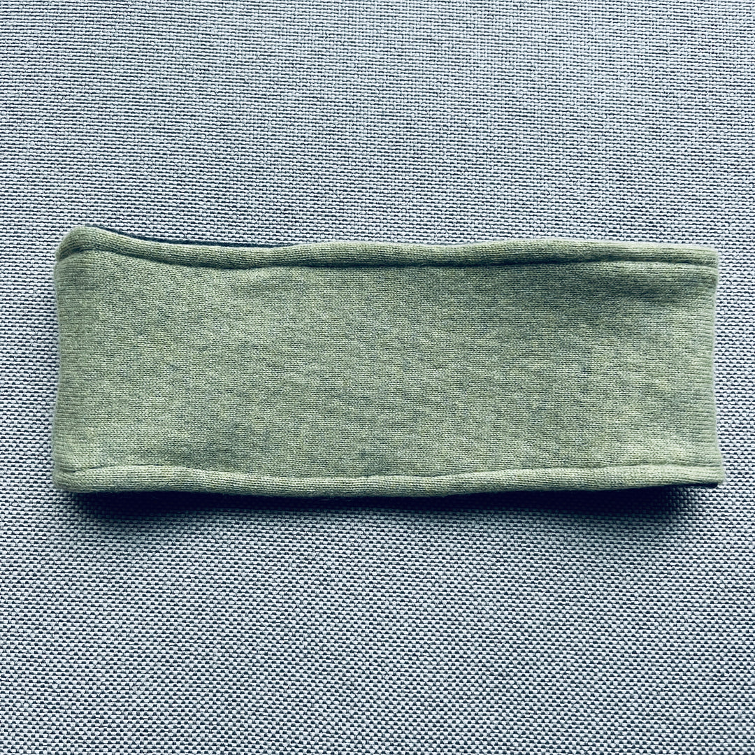 Headband made from recycled wool sweaters, lined with fleece, kiwi