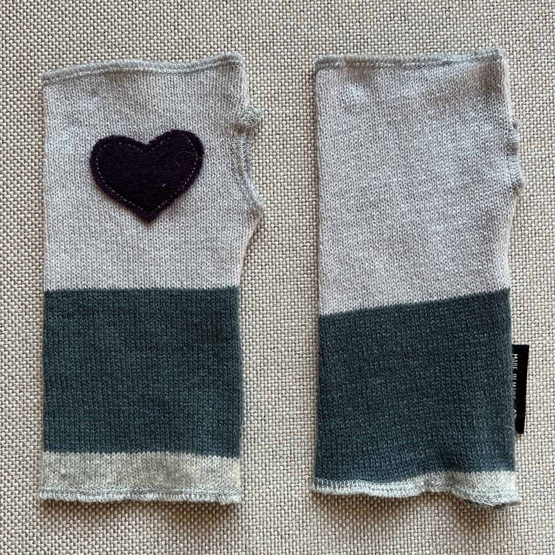 Fingerless Mittens Short, Shades of Lavender with Purple Heart