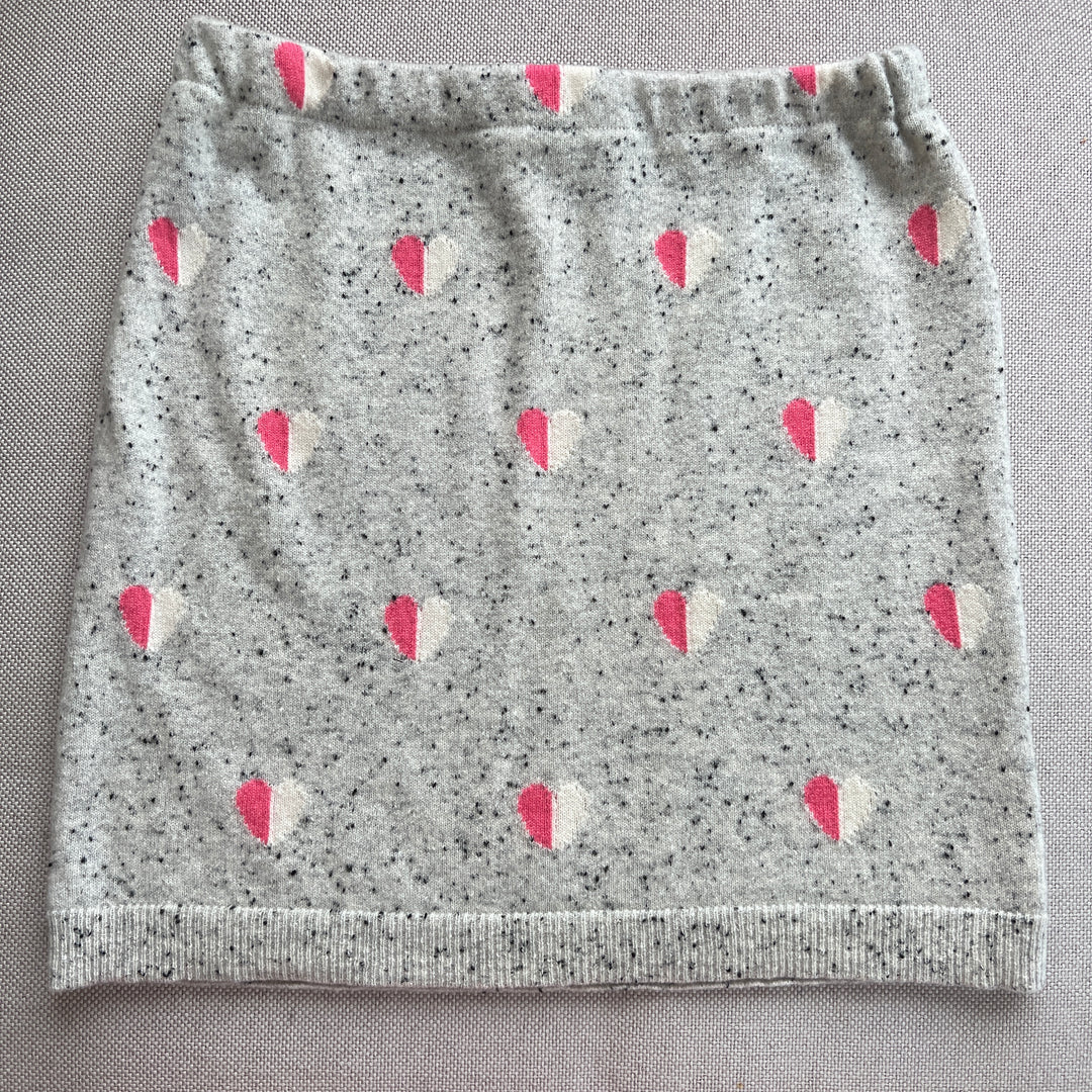 bun warmer skirt made from a recycled cashmere sweater. colors,Grey, Black, Cream & Pink