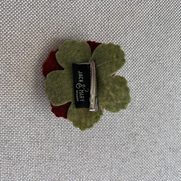 Flower Pin, Wine 147, back of flower pin