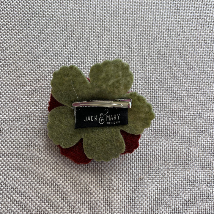 Flower Pin, Navy 164, back of pin