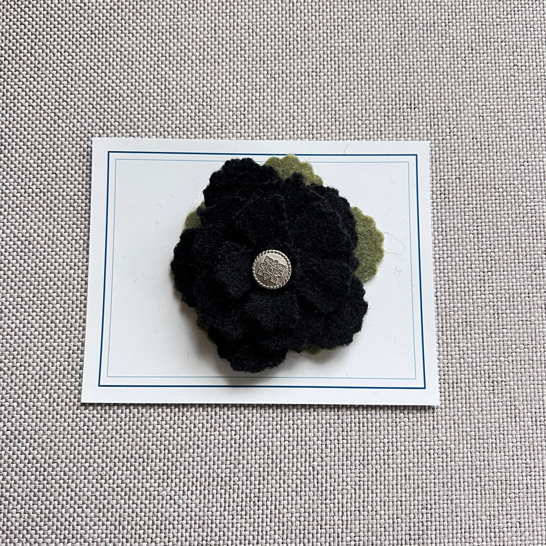 chanel black flower pin